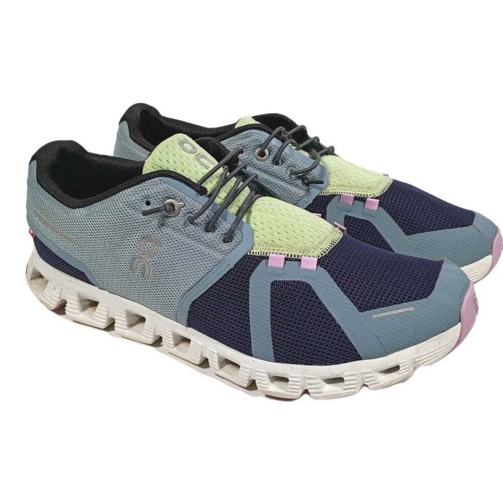 On Cloud 5 Running Shoe Blue Green Pink Womens 11 Lifestyle Sneaker Stretch Lace